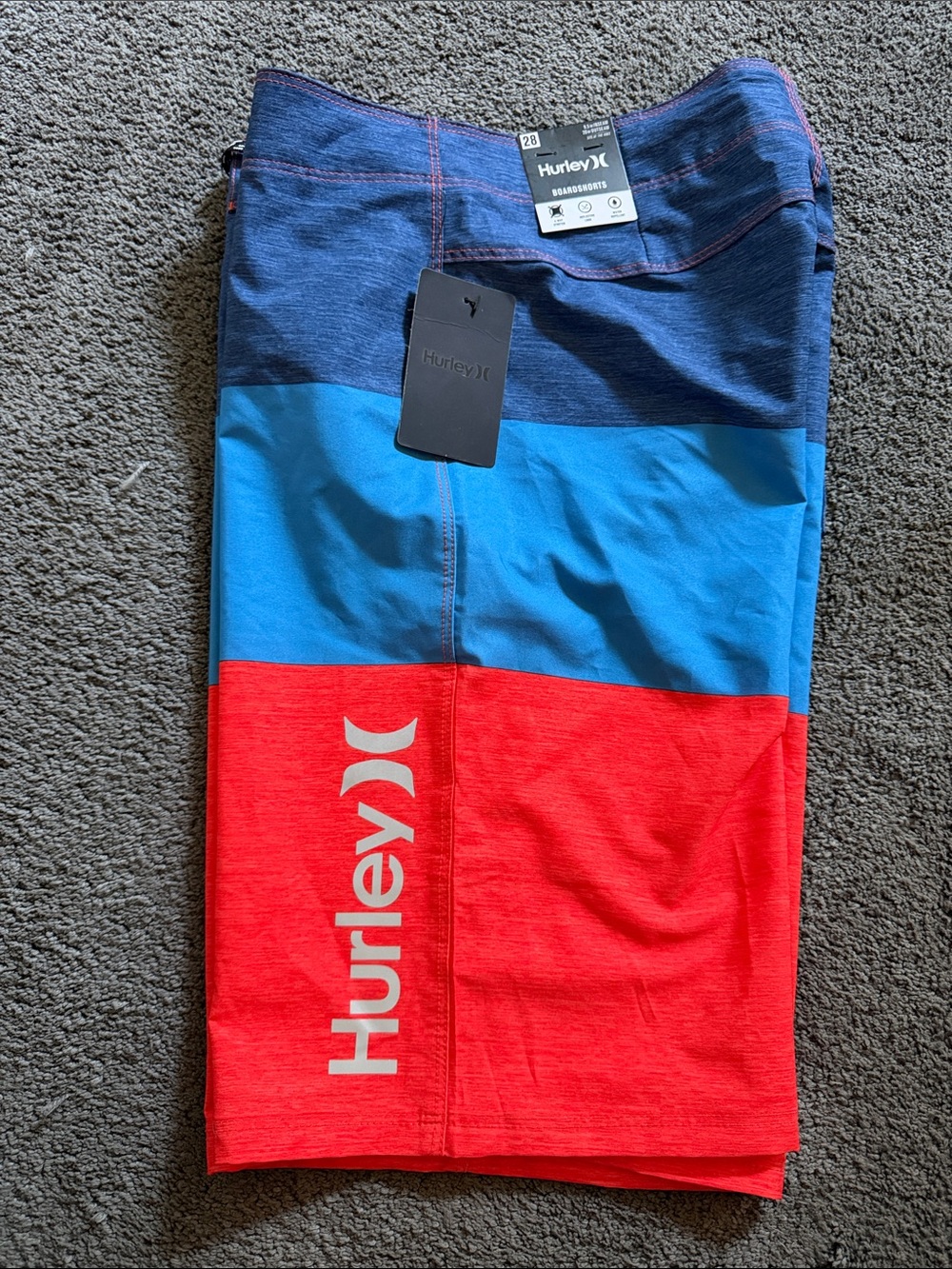 Hurley Blue, Light Blue & Red Colorblock Men's Board Shorts